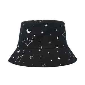 Chapeau Bob Noir Respirant et Ajustable de Haute Qualité, Personnalisable avec Étiquette Privée, en Coton Imprimé - Product Image 1