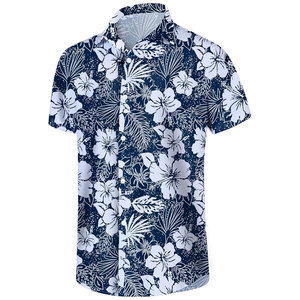 <b>Men's</b> Casual <b>Hawaiian</b> Short-Sleeved Knitted Anti-Wrinkle Beach <b>Shirt</b> Custom Logo Design ODM Supply Sublimation Print Breathable - Product Image 1