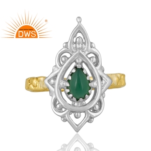 Nouvelle tendance 925 argent 18K plaqué or naturel vert Onyx bague en pierres précieuses bijoux personnalisés pour les femmes cadeau pour elle - Product Image 3