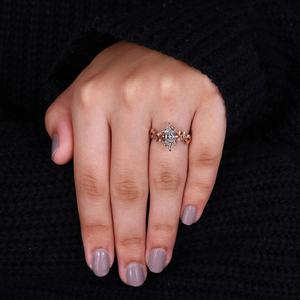 0.5CT-3CT VVS CZ Diamant Argent Sterling Or Rose Femmes Vintage Fiançailles Mariage Anniversaire Bague Néerlandais Marquise Coupe Feuilles - Product Image 5