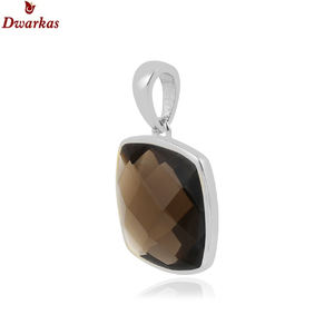 Collier pendentif en argent sterling 925 avec quartz fumé, pierre précieuse naturelle, design classique et simple, fabricant en gros, prix bas - Product Image 2