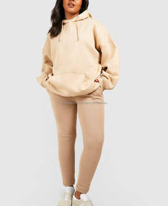 เสื้อฮู้ดสวมหัวผ้าฝ้ายลายนูนสำหรับผู้หญิงเสื้อมีฮู้ดปักโลโก้ได้ตามต้องการ - Product Image 1