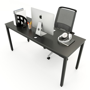 Bureau d'écriture minimaliste Uconcept HBUC035 en bois de caoutchouc 160x60cm, mobilier de bureau durable avec pieds en fer traditionnels pour chambre à coucher - Product Image 2