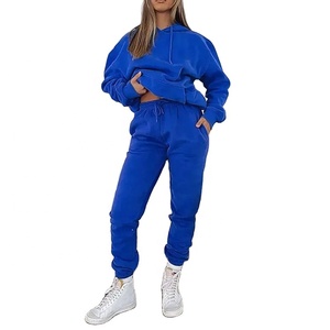 Logo personnalisé 2 pièces sweats à capuche et pantalons ensemble de jogging vêtements assortis automne femmes deux pièces à capuche ensemble - Product Image 1
