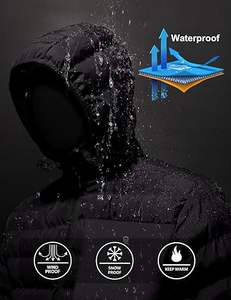 Abrigo cálido de invierno con estilo y cómodo para hombre, chaqueta de lona impermeable negra con capucha personalizada y cuello alto - Product Image 3