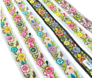 Custom Made Vibrant Embroidered Floral Multi-Colored Velvet <b>Fabric</b> Water Resistant Eco-Friendly Fashion Designs Clothing - Product Image 2