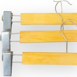 Wholesale Heavy Duty Wooden Hangers with Clips Custom Logo Low MOQ Clothes Pants Dress Hanger Made in Vietnam OEM ODM - Product Image 2