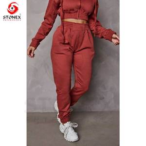 New Stylish Custom Logo Tracksuit Crop Hoodies Sweat Suit 2 Pieces <b>Set</b> Tracksuits for Women - Product Image 3