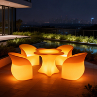 Tables et chaises LED haut de gamme en gros, mobilier de fête lumineux sans fil, table et chaise en forme de fleur de prunier pour location événementielle
