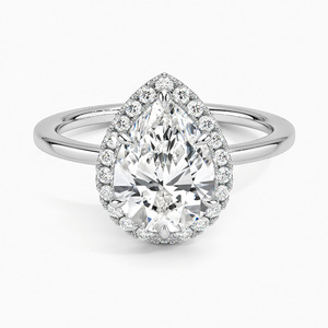 Moderno corte de pera VVS Lab Grown Diamond 14K oro blanco Viena Halo High End Premium anillo de joyería de compromiso para regalo profesional - Product Image 1