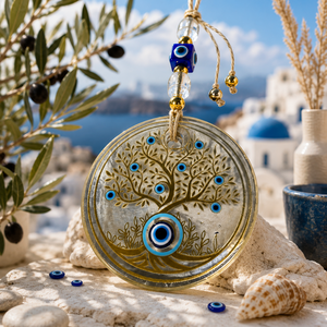 Décoration murale artisanale en verre DNB1004, amulette en verre Arbre de Vie pour la protection de la maison, cadeaux de mariage Nazar Boncugu - Product Image 6