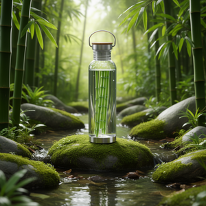 Bottiglia d'Acqua in RPET e Bambù, Contenitore Ecologico per Bevande - Product Image 3