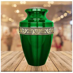 Urne funéraire en laiton de couleur personnalisée par le fabricant, vert, cérémonie funéraire, urnes décoratives pour cimetière, urnes funéraires pour cendres d'adultes - Product Image 3