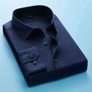 Men's New Style Formal Dress <b>Shirts</b> Long Sleeve Poplin Breathable Anti-Wrinkle Stand Collar for Autumn Season OEM Service - Product Image 1