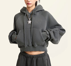 Sweat à capuche court de haute qualité pour femmes pull zippé à capuche en coton polyester logo personnalisé en gros pour l'entraînement de gymnastique d'hiver - Product Image 4