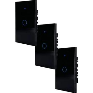 สวิตช์ไฟสำหรับบ้าน, MXTUA-003, 3 ชิ้น, 3x1Way, 2.4GHz, 100-250V AC, 50-60Hz, 300W x ทาง, 10A, สีดำ - Product Image 1