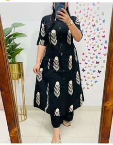 Pantalon de costume décontracté élégant pour femmes imprimé cordon Kurti ethnique indien personnalisé pour les vacances de bureau en gros pakistanais - Product Image 1