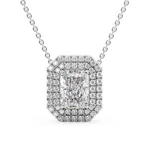 Double Halo Radiant Cut Moissanite Pendentif & Charm Cadeau élégant pour elle - Product Image 5