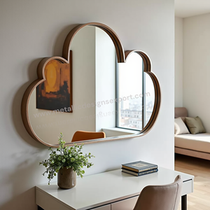 Espejo de pared en forma de flor con marco de madera Acento decorativo elegante para sala de estar, dormitorio, Oficina Mejora los interiores con estilo - Product Image 4