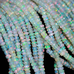 100% Natural Ethiopian Fire Opal Faceted Rondelle <b>Bead</b> Flashy Loose <b>Crystal</b> From Ethiopia - Product Image 1