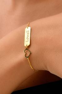 Bracelet gravé au nom en forme de cœur, bijoux personnalisés pour femmes et hommes, cadeau romantique, design élégant, à porter au quotidien, argent sterling 925 - Product Image 3