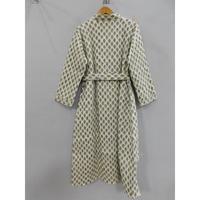 Albornoz estampado de bloque de algodón suave para mujer, camisón acolchado, ropa de playa, Kimono, chaqueta, ropa de dormir larga