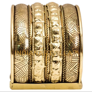 ชุดกำไลข้อมือทองเหลืองสีทองแฟชั่นชุดอินเดียสุดหรูชุดกำไลข้อมือชุบสำหรับเป็นของขวัญงานแต่งงาน - Product Image 1