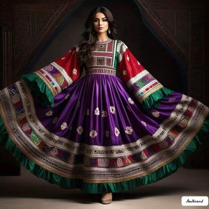 Auténtico Vestido Tribal Kuchi del Sur de Asia, Chifón Duradero, Bordado a Mano, Manga Larga, Estilo Étnico Vintage - Product Image 4