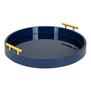 Plateau de service en métal de haute qualité, finition bleu marine, pour la vaisselle, le dîner, la nourriture, style moderne et luxueux, passe au lave-vaisselle - Product Image 1