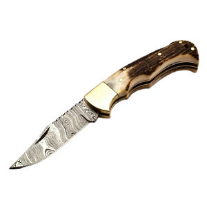 Couteau artisanal OEM à lame fixe à pointe tombante en acier Damas de qualité industrielle, personnalisable, pour la cuisine et le camping - Product Image 5