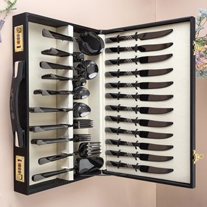 Ensemble de couverts à manger au design élégant noir, ensemble de couverts de luxe et acier inoxydable de qualité supérieure, idéal pour les hôtels et les restaurants - Product Image 5