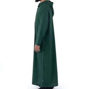 Vente chaude Polyester col montant couleur unie manches longues Thobe Kanzu hommes musulmans robe vêtements islamiques - Product Image 3