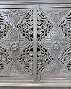 Modern 4-Door <b>Sideboard</b> Hand-Carved Grey Mango Wood for Living Room Bedroom or Hotel Use - Product Image 5