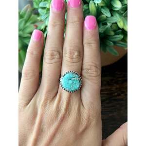 White Water Turquoise Sterling <b>Silver</b> Statement <b>Ring</b> Size 6 for <b>Men</b> - Product Image 2