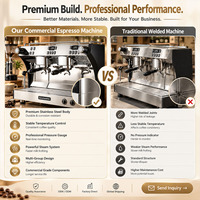 Mesin Kopi Espresso Komersial 2 Grup Dual Boiler dengan Pompa Rotary Impor untuk Kafe, Kedai Kopi, Restoran