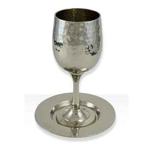 Ensemble de coupes Kiddush personnalisées en nickel poli émaillé, de haute qualité, modernes et luxueuses, avec plateau élégant pour vin judaïque - Product Image 1
