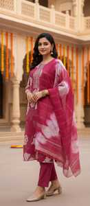 Costume 3 pièces Premium Vetican à imprimé délavé, confortable et tendance, mode ethnique pour une utilisation polyvalente - Product Image 3