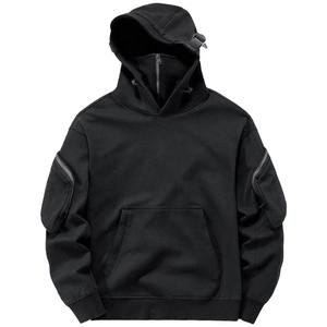 Sweat à capuche léger et écologique en polaire pour homme, collection automne/hiver, avec double capuche, masque ninja, cagoule brodée, vêtements d'extérieur - Product Image 1
