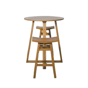 Muebles de comedor redondos de madera maciza, juego de muebles simples modernos para decoración del hogar y el jardín - Product Image 2