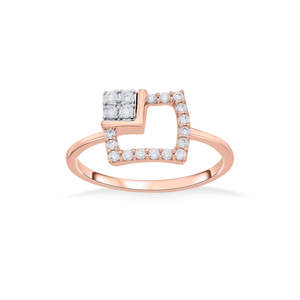 Bague carrée en or rose sertie de diamants Bright Corner Squared Fashion - Product Image 2