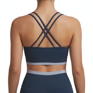 Top Deportivo de Punto Acanalado para Mujer, Top Corto de Yoga con Frente Cruzado, Sujetador Deportivo Transpirable con Relleno - Product Image 2