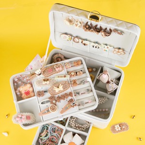 Boîte de rangement rose de luxe pour accessoires de cheveux et bijoux pour filles, ensemble cadeau élégant et mignon avec pinces à cheveux, bandeaux, rangement - Product Image 5