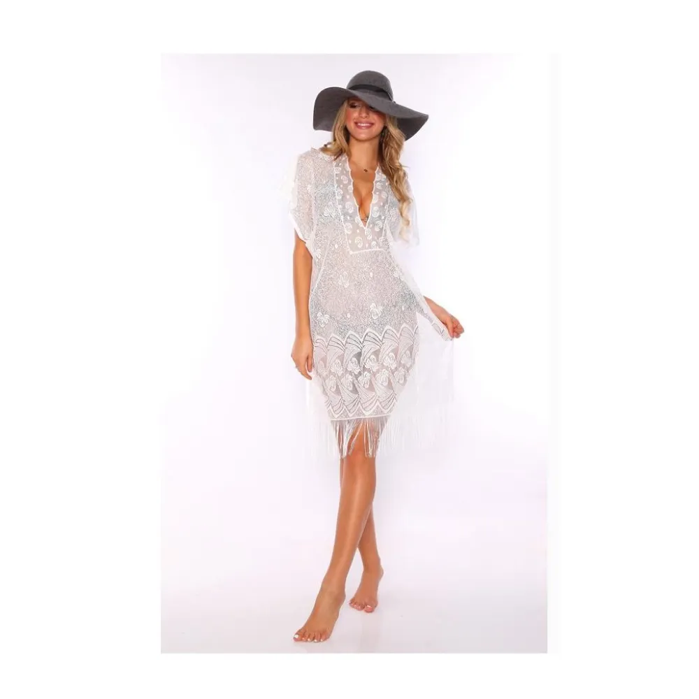 Beach Dress High Quality Delicate Pattern White Wholesale Best Price Beach Women Clothing Product White Color Dress Wear