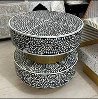 Table basse extensible moderne en os indien et nacre, taille personnalisable, meubles de salon écologiques