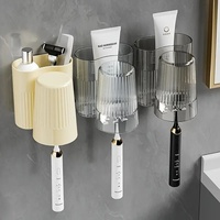 Support mural pour brosse à dents et dentifrice avec gobelet intégré pour gargarisme, solution de rangement pour salle de bain, gain de place