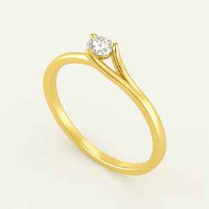 Luxe personnalisé 14K or jaune pour GIA certifié C couleur 0.1ct bague en diamant griffe Style de réglage pour les femmes - Product Image 1