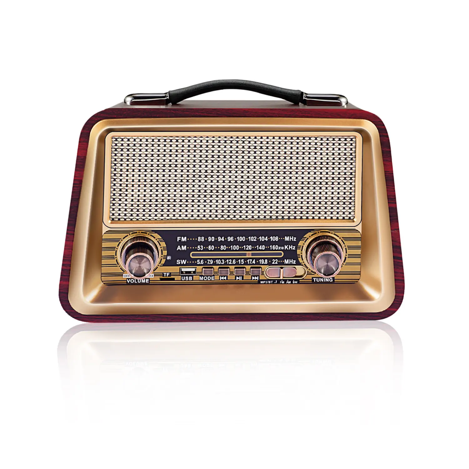 Disponibile In italia, Radio Vintage retrò Wireless In legno FM AM SW Radio TF Card USB con stile classico vecchio stile 2066BT