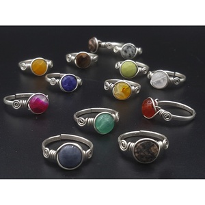 <b>Boho</b> Style Unique Silver Plated Fashion <b>Rings</b> with Colorful Stone Accents for Resale - Product Image 1