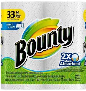 Bounty Full Sheet <b>Paper</b> Towels, <b>White</b>, 2 Triple <b>Rolls</b> - 6 Regular <b>Rolls</b> (Pack of 2) - Product Image 3