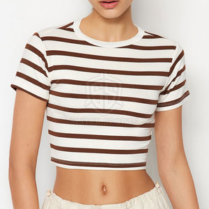 Fabricante profesional Color sólido Mujeres Crop Top Lona Transpirable Anti-Pilling Personalizable Ligero Tallas grandes Alto - Product Image 1